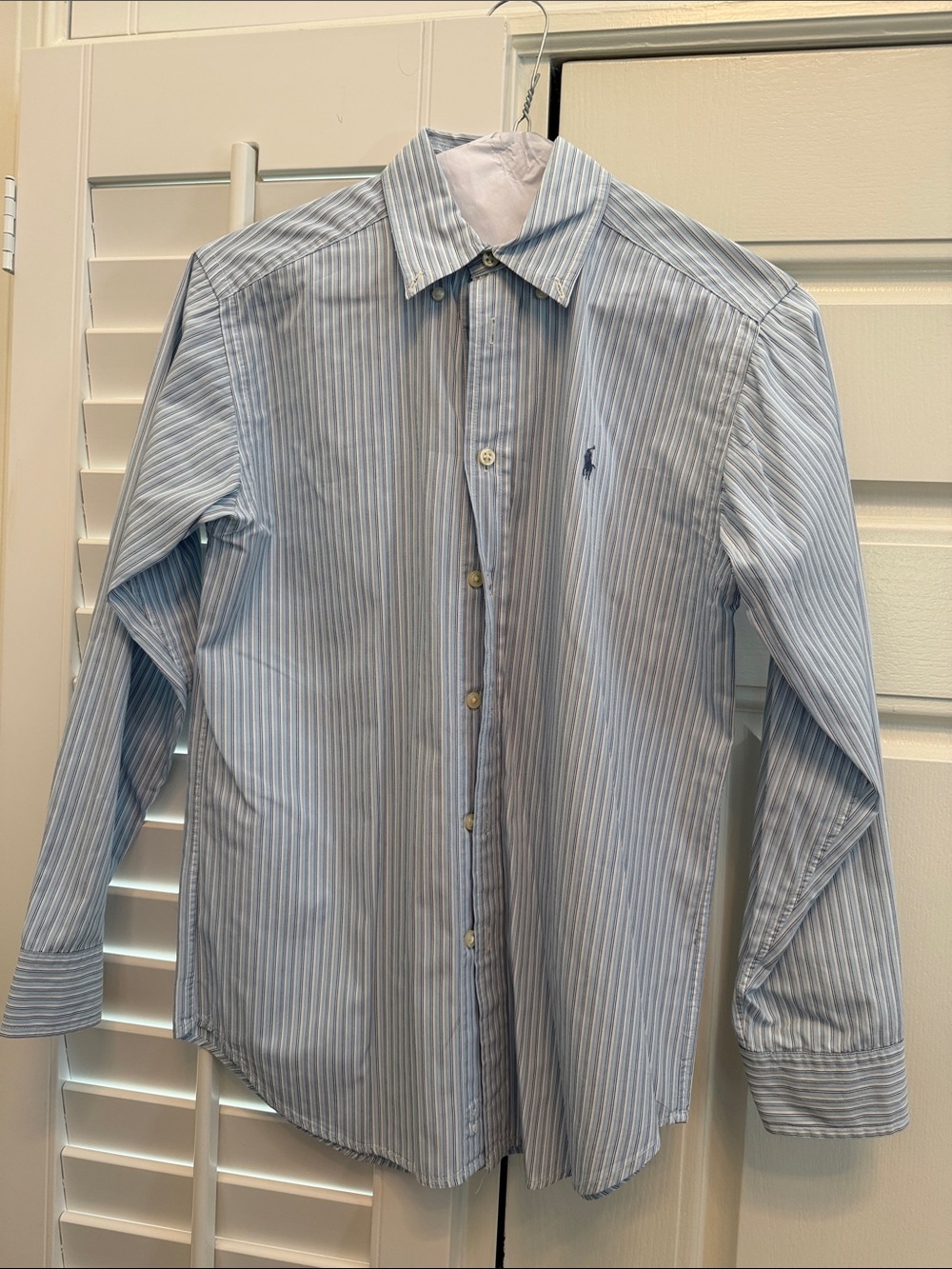 Ralph Lauren Blue and White Striped Boy’s Dress Shirt